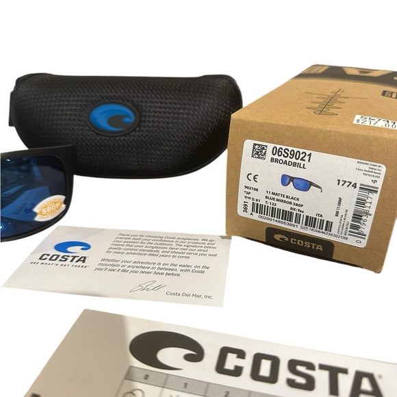 2024 COSTA DEL MAR Broadbill POLARIZED Sunglasses Black Blue Mirror 580P 06S9021 - Picture 5 of 5
